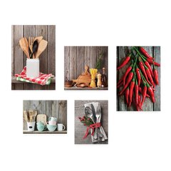 Kit 5 Placas Decorativas - Cozinha - Utensílios de Cozinha Casa Quarto Sala - 220ktpl5