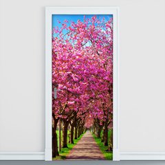 Adesivo Decorativo De Porta - Caminho - Flores - 2226cnpt