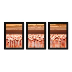 Kit Com 3 Quadros - Flamingos Natureza Animais - 224kq02p - comprar online