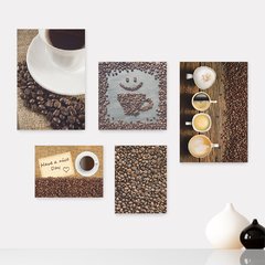 Kit 5 Placas Decorativas - Café - Coffee - Cafeteria - Lanchonete - Cozinha Casa Quarto Sala - 224ktpl5