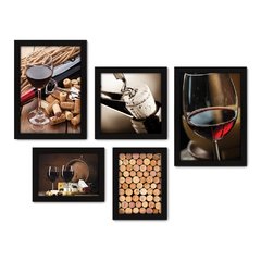 Kit Com 5 Quadros Decorativos - Vinho - Wine - Bebidas - 225kq01 na internet