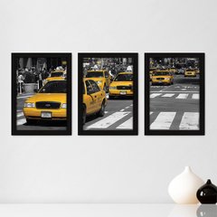 Kit Com 3 Quadros - New York Taxis Mundo - 225kq02p