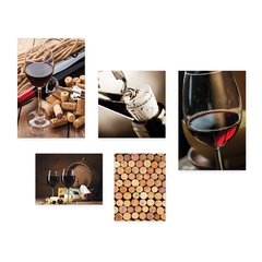 Kit 5 Placas Decorativas - Vinho - Wine - Bebidas Casa Quarto Sala - 225ktpl5 - comprar online