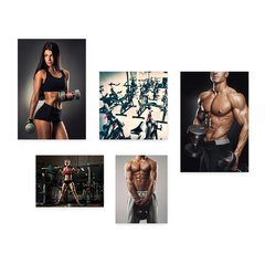 Kit 5 Placas Decorativas - Fitness - Academia - Musculação - Ginástica Casa Quarto Sala - 226ktpl5 - comprar online