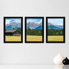 Kit Com 3 Quadros - Campo Montanha Paisagem - 227kq02p