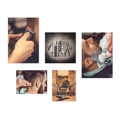 Kit 5 Placas Decorativas - Barbearia - Barber Shop - Homens Casa Quarto Sala - 227ktpl5 - comprar online