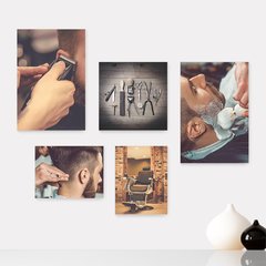 Kit 5 Placas Decorativas - Barbearia - Barber Shop - Homens Casa Quarto Sala - 227ktpl5