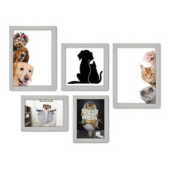 Kit Com 5 Quadros Decorativos - Pet Shop - Cachorro - Gato - Animais - Veterinário - 229kq01 - Allodi
