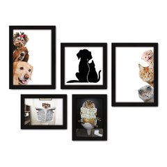 Kit Com 5 Quadros Decorativos - Pet Shop - Cachorro - Gato - Animais - Veterinário - 229kq01 na internet