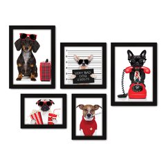 Kit Com 5 Quadros Decorativos - Pet Shop - Cachorro - Animais - Veterinário - 230kq01 na internet