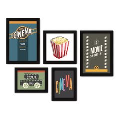 Kit Com 5 Quadros Decorativos - Cinema - Filmes - Movie - Sala - 232kq01 na internet