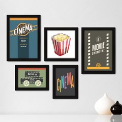 Kit Com 5 Quadros Decorativos - Cinema - Filmes - Movie - Sala - 232kq01