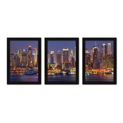 Kit Com 3 Quadros - New York Panorama Cidade - 232kq02p - comprar online