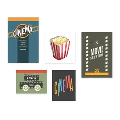 Kit 5 Placas Decorativas - Cinema - Filmes - Movie - Sala Casa Quarto Sala - 232ktpl5 - comprar online