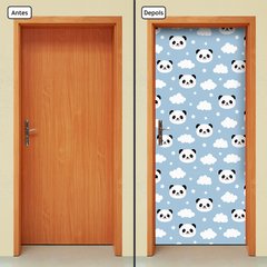 Adesivo Decorativo de Porta - Panda - Infantil - Azul - 2334cnpt - comprar online