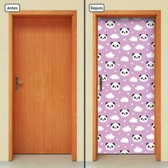 Adesivo Decorativo de Porta - Panda - Infantil - Rosa - 2335cnpt - comprar online