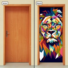 Adesivo Decorativo de Porta - Leão - 2339cnpt - comprar online