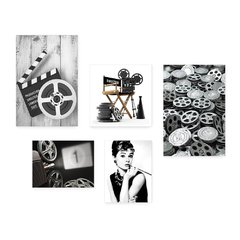 Kit 5 Placas Decorativas - Cinema - Projetor - Filmes - Movie - Sala Casa Quarto Sala - 233ktpl5 - comprar online