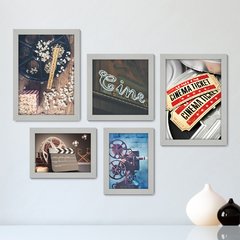 Kit Com 5 Quadros Decorativos - Cinema - Projetor - Filmes - Movie - Sala - 234kq01 - comprar online