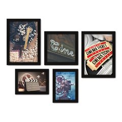 Kit Com 5 Quadros Decorativos - Cinema - Projetor - Filmes - Movie - Sala - 234kq01 na internet