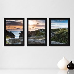 Kit Com 3 Quadros - Mar Passarela Paisagem - 234kq02p