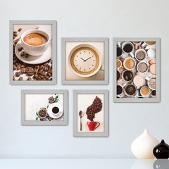 Kit Com 5 Quadros Decorativos - Café - Coffee - Cafeteria - Lanchonete - Cozinha - 235kq01 - comprar online