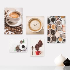 Kit 5 Placas Decorativas - Café - Coffee - Cafeteria - Lanchonete - Cozinha Casa Quarto Sala - 235ktpl5