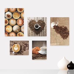Kit 5 Placas Decorativas - Café - Coffee - Cafeteria - Lanchonete - Cozinha Casa Quarto Sala - 236ktpl5