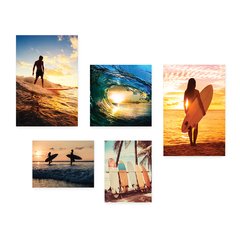 Kit 5 Placas Decorativas - Surf - Surfista - Mar - Praia Casa Quarto Sala - 238ktpl5 - comprar online