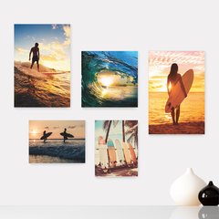 Kit 5 Placas Decorativas - Surf - Surfista - Mar - Praia Casa Quarto Sala - 238ktpl5