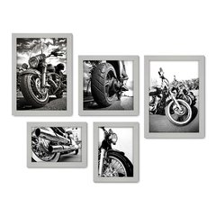 Kit Com 5 Quadros Decorativos - Motos - Motocicletas - 239kq01 - Allodi