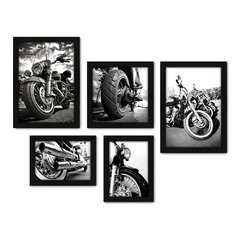 Kit Com 5 Quadros Decorativos - Motos - Motocicletas - 239kq01 na internet