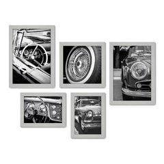 Kit Com 5 Quadros Decorativos - Carros - Vintage - 240kq01 - Allodi