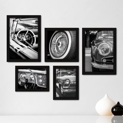 Kit Com 5 Quadros Decorativos - Carros - Vintage - 240kq01