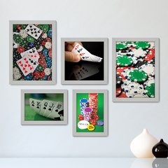 Kit Com 5 Quadros Decorativos - Poker - Pôquer - Cartas - Baralho - 241kq01 - comprar online