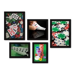Kit Com 5 Quadros Decorativos - Poker - Pôquer - Cartas - Baralho - 241kq01 na internet