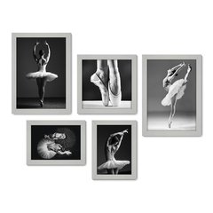Kit Com 5 Quadros Decorativos - Ballet - Balé - Bailarinas - 242kq01 - Allodi