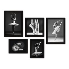 Kit Com 5 Quadros Decorativos - Ballet - Balé - Bailarinas - 242kq01 na internet