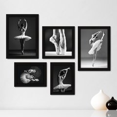 Kit Com 5 Quadros Decorativos - Ballet - Balé - Bailarinas - 242kq01