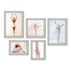 Kit Com 5 Quadros Decorativos - Ballet - Balé - Bailarinas - 243kq01 - Allodi