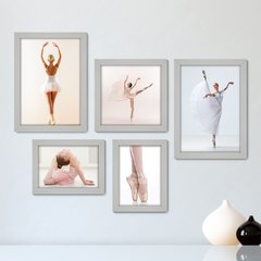 Kit Com 5 Quadros Decorativos - Ballet - Balé - Bailarinas - 243kq01 - comprar online