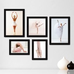 Kit Com 5 Quadros Decorativos - Ballet - Balé - Bailarinas - 243kq01