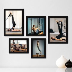 Kit Com 5 Quadros Decorativos - Fitness - Pilates - 244kq01