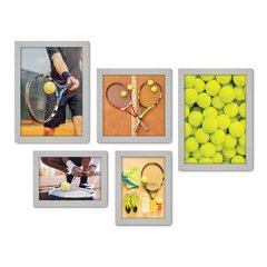 Kit Com 5 Quadros Decorativos - Esportes - Tênis - 246kq01 - Allodi
