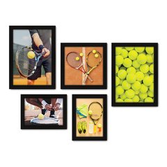 Kit Com 5 Quadros Decorativos - Esportes - Tênis - 246kq01 na internet