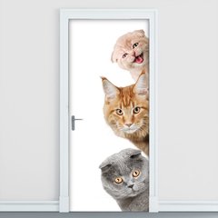 Adesivo Decorativo de Porta - Gatos - Pet Shop - 2483cnpt