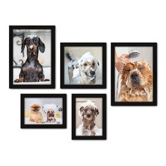 Kit Com 5 Quadros Decorativos - Pet Shop - Cachorro - Animais - Veterinário - 248kq01 na internet