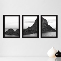 Kit Com 3 Quadros - Mar Ilha Paisagem - 248kq02p