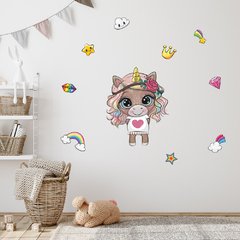 Adesivo de Parede Infantil Unicornio Quarto Menina Bebe - 249ir