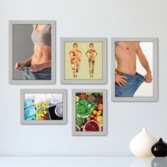 Kit Com 5 Quadros Decorativos - Fitness - Dieta - Emagrecimento - 249kq01 - comprar online